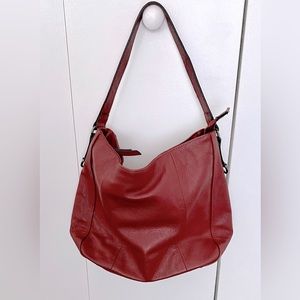 Rusty red leather shoulder purse from Paris, French